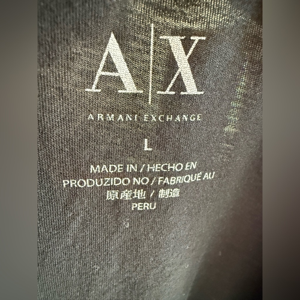 Armani Exchange Black Tee with White Logo - Picture 5 of 5